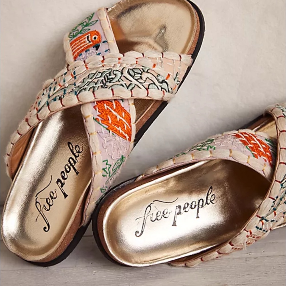 Free People Embroidered Woven Sandals